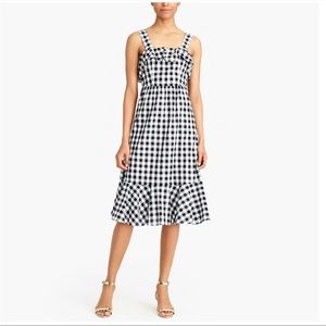 J.Crew Factory black and white gingham check cotton midi dress size 8